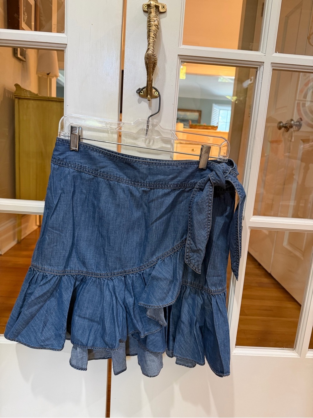 Veronica Beard Denim Ruffle Hem Skirt - Blue